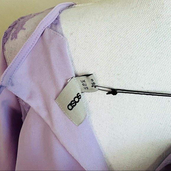 NWT ASOS Lavender Purple Lace Cut Out Panel Swing Dress - Picture 9 of 12